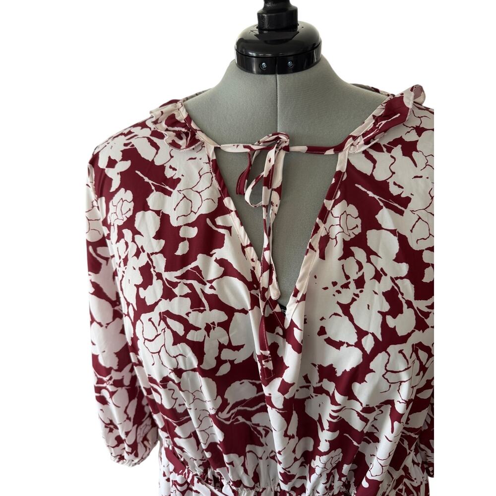 BloomChic Floral Midi Dress 6X 30 Ruffle Lantern Sleeve Pocket Tie - Picture 4 of 15